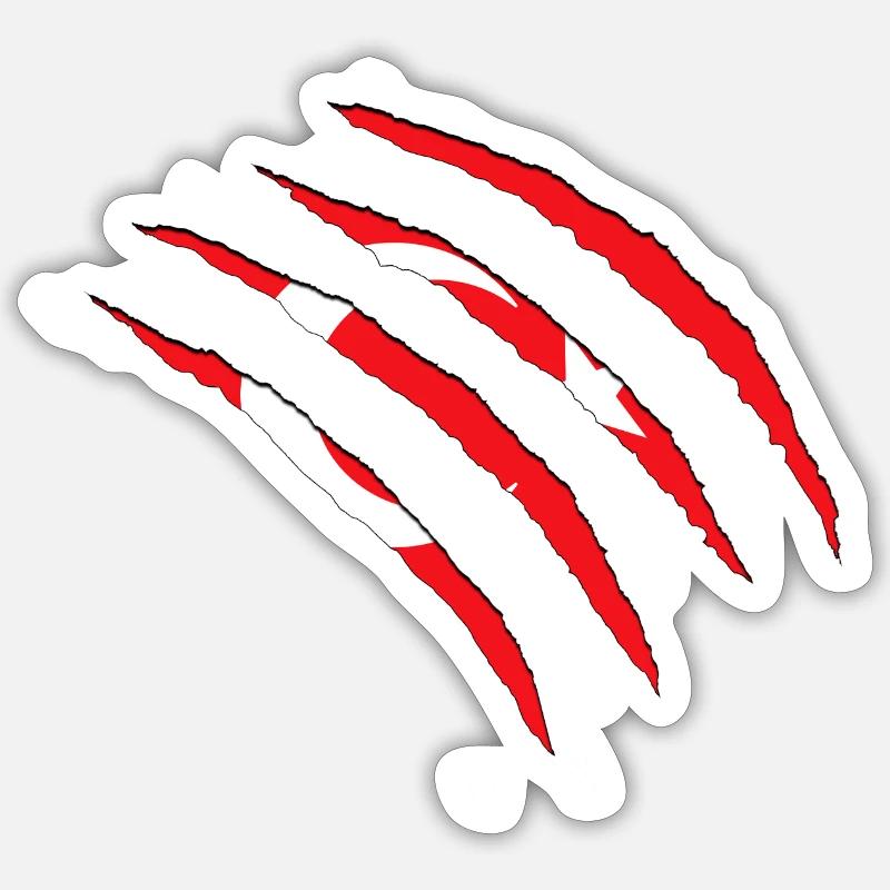 Turkey Flag Red Claws Over Circle - Sticker size S (10 x 10 cm) - white matte