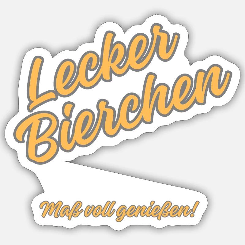 Lecker Bierchen – Maß voll Genießen - Sticker Größe S (10 x 10 cm) - Mattweiß