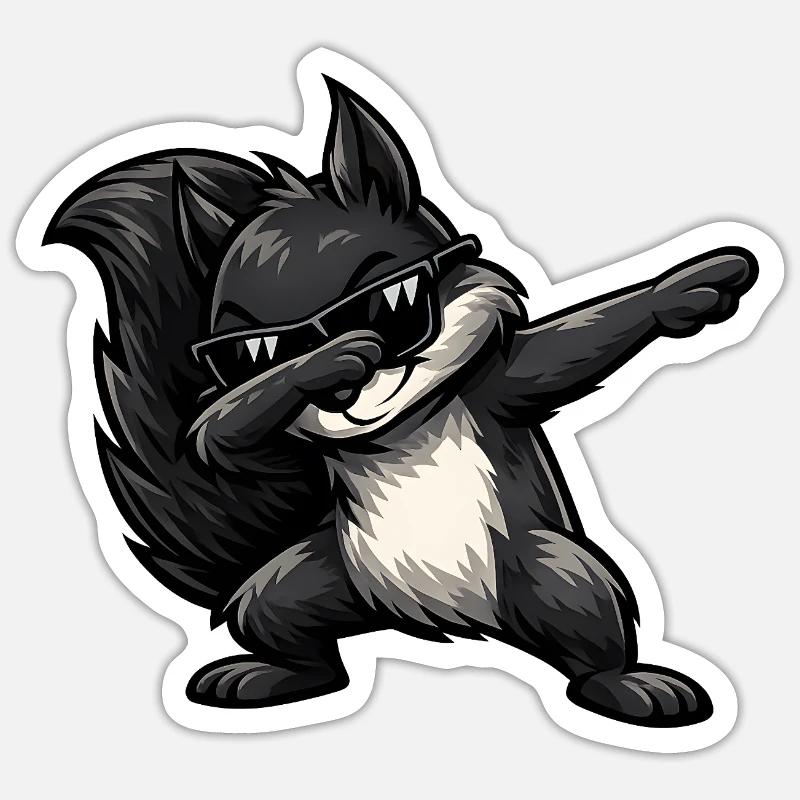 Dabbing Schwarzes Eichhörnchen - Sticker Größe S (10 x 10 cm) - Mattweiß