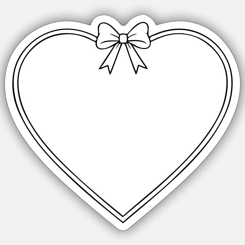 Herz mit Schleife - Sticker Größe S (10 x 10 cm) - Mattweiß