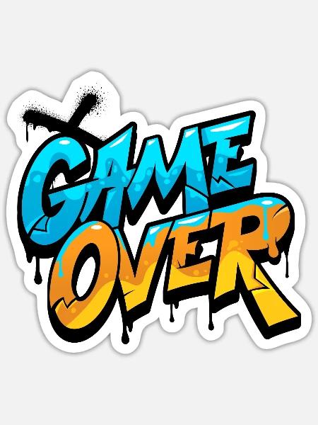 Game Over Graffiti Glow - Sticker Größe S (10 x 10 cm) - Mattweiß