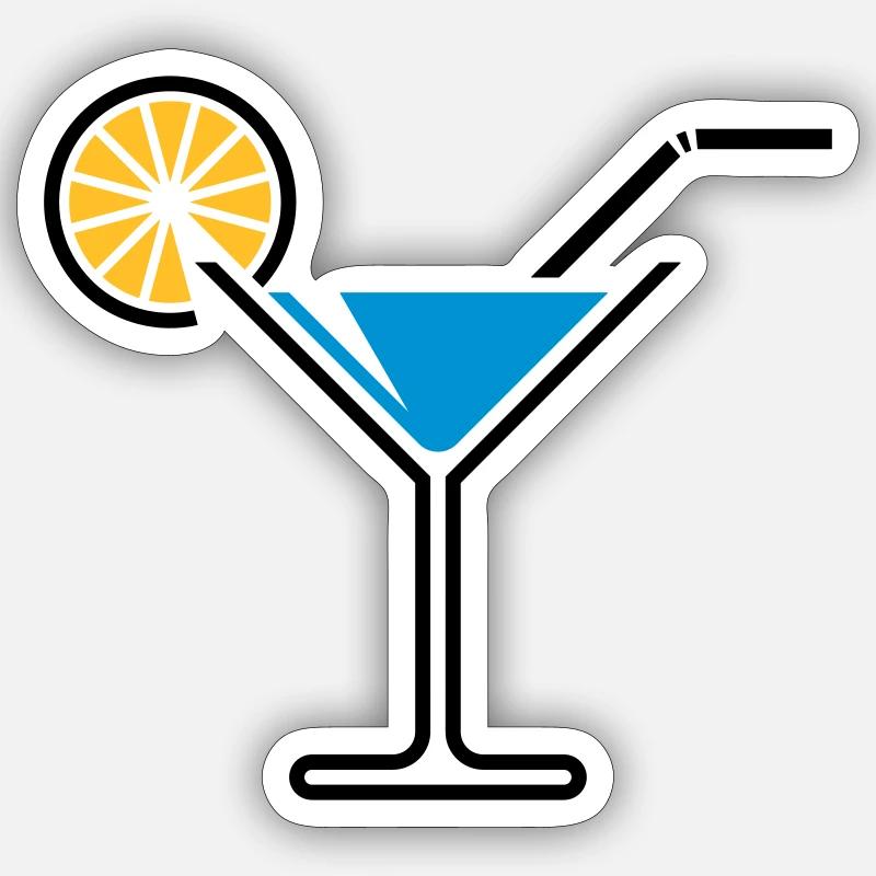 Cocktail / Cocktailglas / Martini + (Hellblau) - Sticker Größe S (10 x 10 cm) - Mattweiß