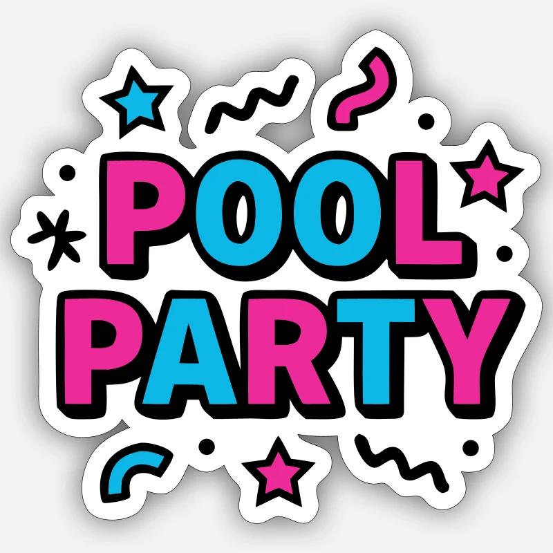 Pool Party 90s Lettering - Sticker size S (10 x 10 cm) - white matte