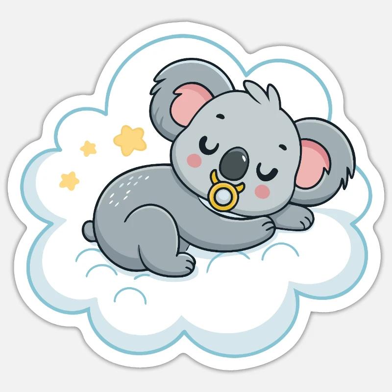 Traumhafter Koala auf Schnullerwolke - Sticker Größe S (10 x 10 cm) - Mattweiß