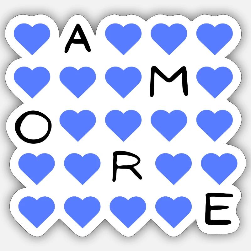 Blauherz Raster Muster - Sticker Größe S (10 x 10 cm) - Mattweiß