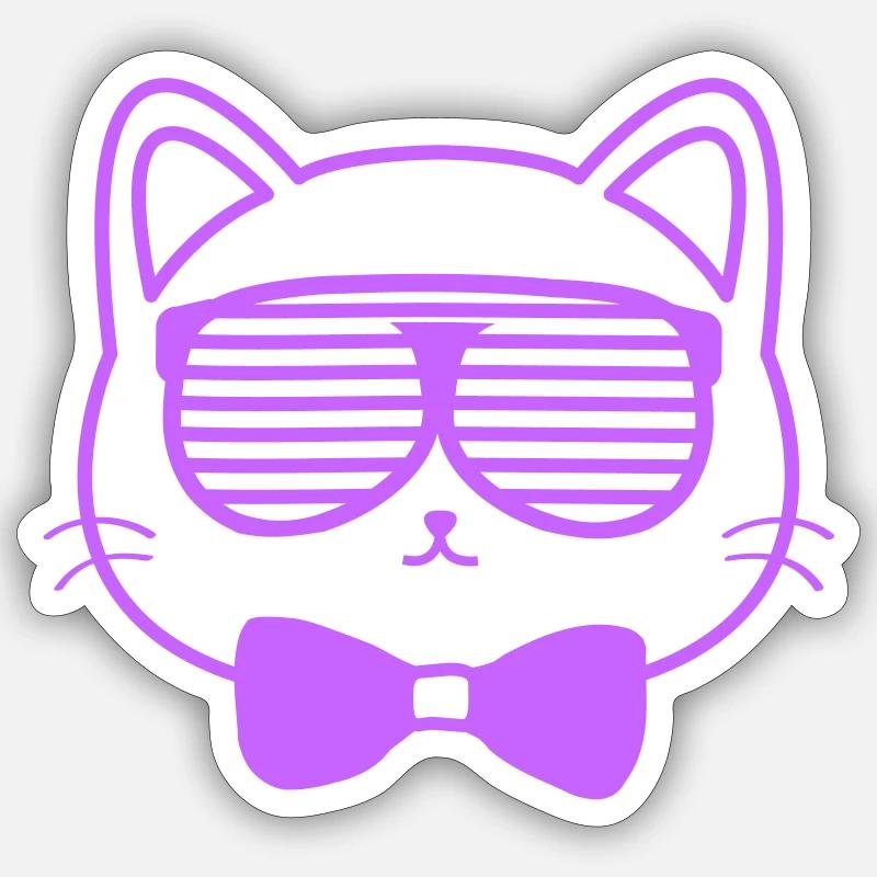 Cat with sunglasses - Sticker size S (10 x 10 cm) - white matte