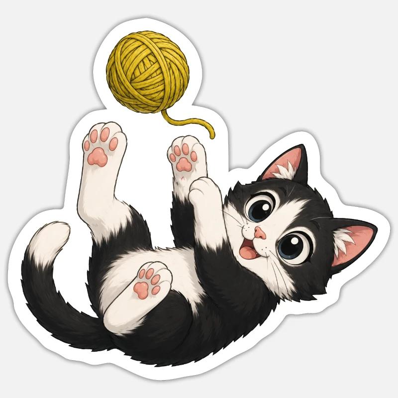 Des jeux de chaton - Sticker taille S (10 x 10 cm) - blanc mat