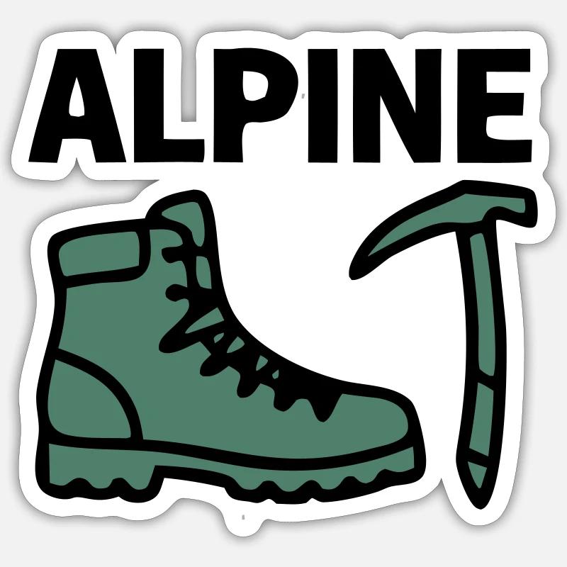 Wanderschuh Eispickel Alpine Bergsteigen Klettern - Sticker size S (10 x 10 cm) - white matte