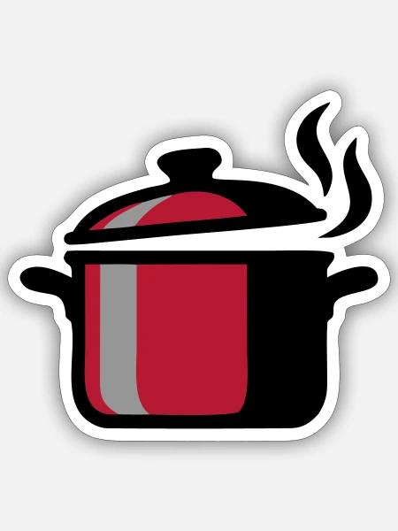 Kochtopf Kochen Küchenchef Restaurant Logo - Sticker Größe S (10 x 10 cm) - Mattweiß