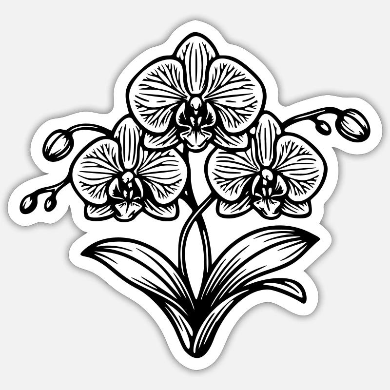 Orchidée - Sticker taille S (10 x 10 cm) - blanc mat