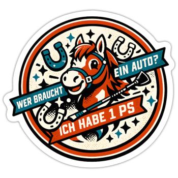 Pony PS Spruch Rund-Design - Sticker Größe S (10 x 10 cm) - Mattweiß - Vorne