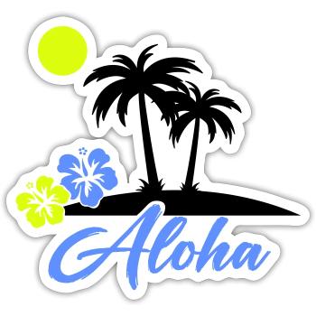 Aloha Hibiskus Neon Script - Sticker Größe S (10 x 10 cm) - Mattweiß - Vorne