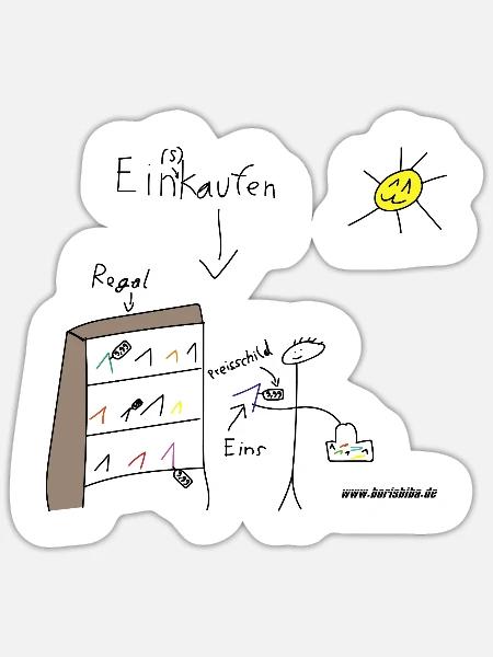 Ein(s) kaufen - Sticker Größe S (10 x 10 cm) - Mattweiß