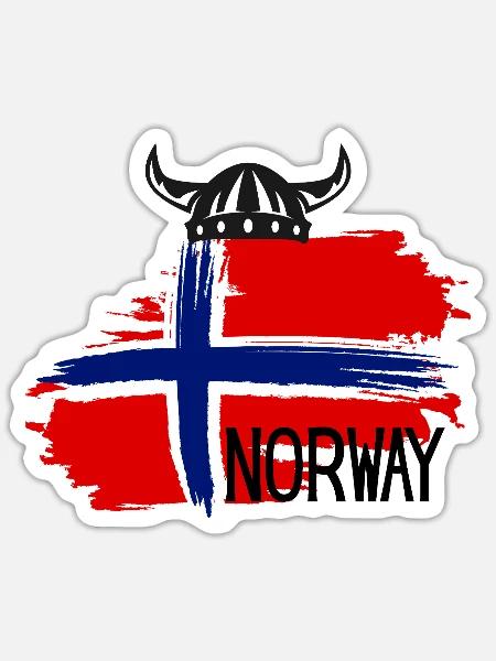 Nordische Wikingerflaggen-Pinselkunst - Sticker Größe S (10 x 10 cm) - Mattweiß