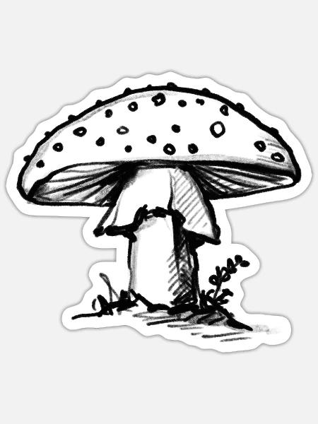 Pilz - Illustration - Sticker Größe S (10 x 10 cm) - Mattweiß