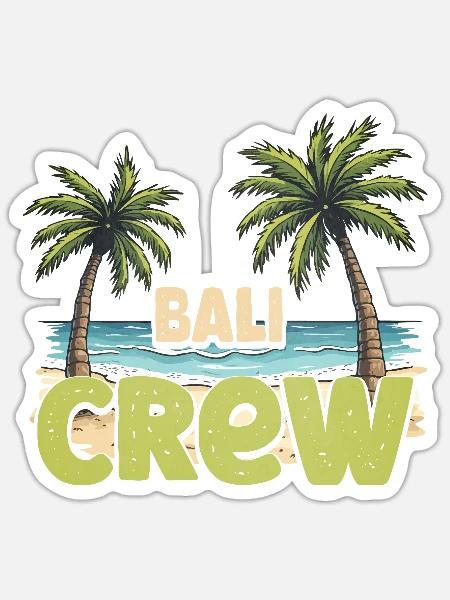 Bali Crew - Sticker Größe S (10 x 10 cm) - Mattweiß