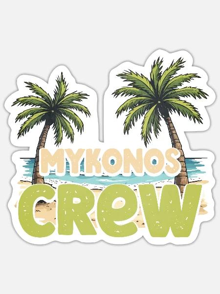 Mykonos Crew - Sticker Größe S (10 x 10 cm) - Mattweiß