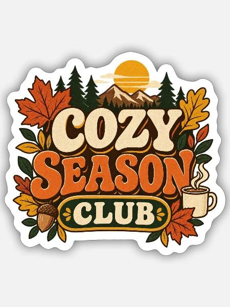 Cozy Season Club - Sticker Größe S (10 x 10 cm) - Mattweiß