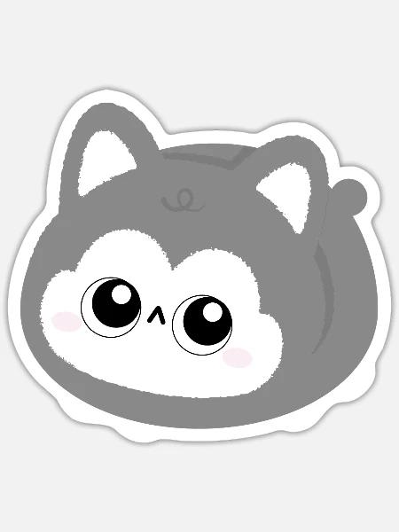 Chibi-Wolken-Husky-Plüsch - Sticker Größe S (10 x 10 cm) - Mattweiß