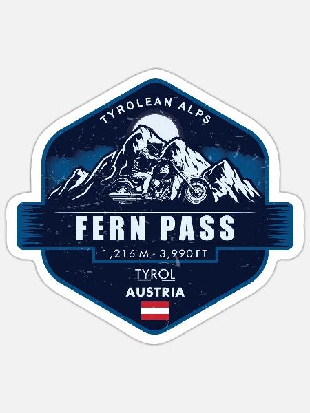 Farnpass Tiroler Alpen Tirol Österreich Motorrad - Sticker Größe S (10 x 10 cm) - Mattweiß