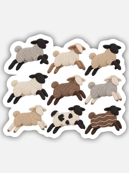 Schäfchen Herde - Sticker Größe S (10 x 10 cm) - Mattweiß