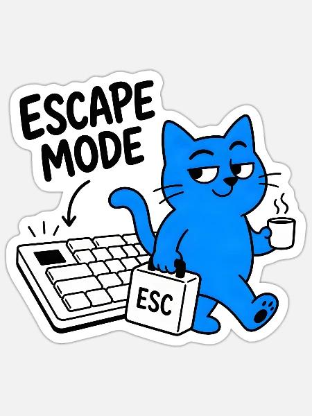 ESCAPE-MODUS – Geek-Chat & ESC-Schlüssel - Sticker Größe S (10 x 10 cm) - Mattweiß