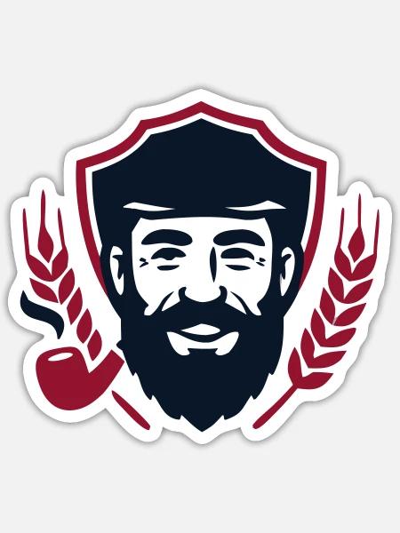 Seebaer Pfeife Wappen Logo - Sticker Größe S (10 x 10 cm) - Mattweiß