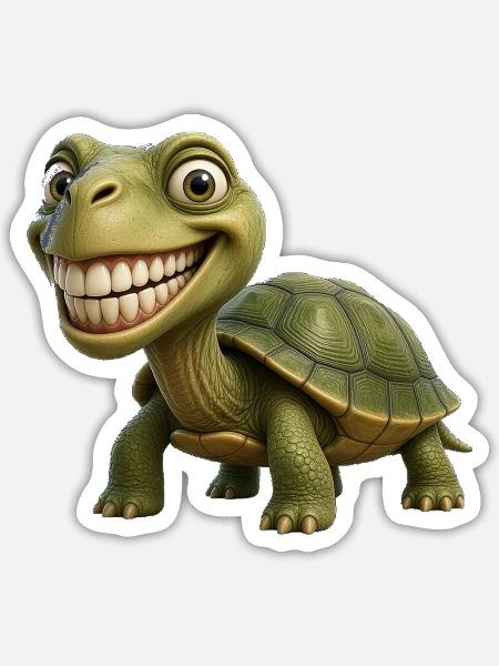 Funny Smile Turtle – Happy Shell - Sticker Größe S (10 x 10 cm) - Mattweiß