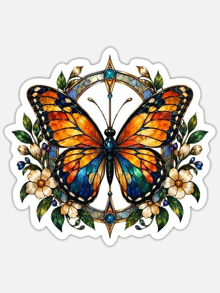 Schmetterlinge Schöner Schmetterling - Sticker Größe S (10 x 10 cm) - Mattweiß