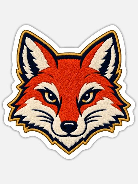 Fuchskopf im Patch-Look - Sticker Größe S (10 x 10 cm) - Mattweiß