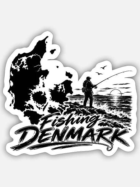 Angeln in Dänemark - Sticker Größe S (10 x 10 cm) - Mattweiß