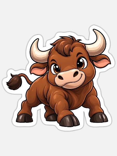 Stier Sternzeichen Kawaii - Sticker Größe S (10 x 10 cm) - Mattweiß