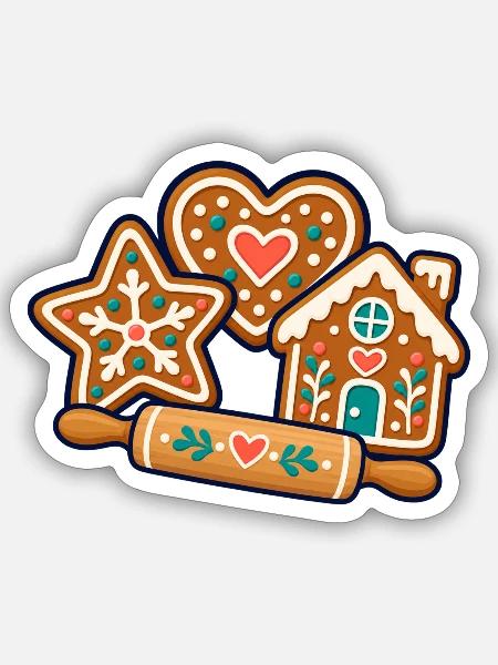 Lebkuchenrunde – Zusammen wird gebacken - Sticker Größe S (10 x 10 cm) - Mattweiß