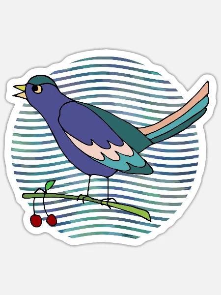 Bunter Vogel - Sticker Größe S (10 x 10 cm) - Mattweiß