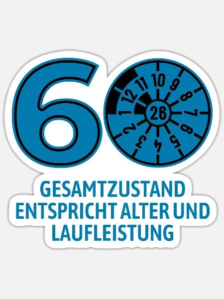 HU Oktober 2026 - 60 Jahre - Geburtstag Geschenk - Sticker Größe S (10 x 10 cm) - Mattweiß