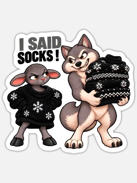Schwarzes Schaf – Strickhumor – Socken - Sticker Größe S (10 x 10 cm) - Mattweiß