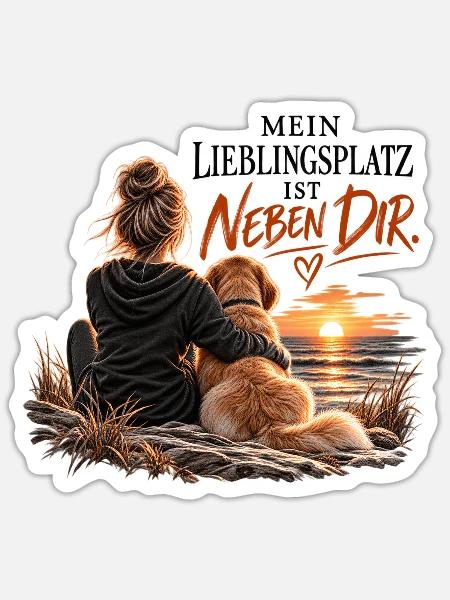Nebendir am Meer: Hundeliebe - Sticker Größe S (10 x 10 cm) - Mattweiß