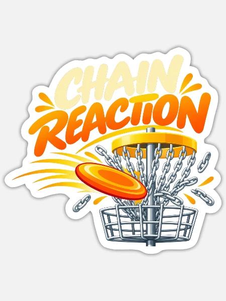 Kettenreaktion Disc Golf - Sticker Größe S (10 x 10 cm) - Mattweiß