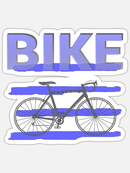 Fette Fahrradgrafik mit lila Streifen - Sticker Größe S (10 x 10 cm) - Mattweiß