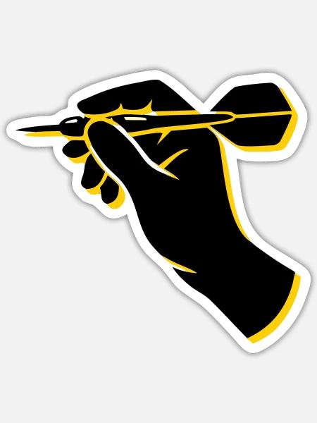 Dartspieler Wurf Hand Icon - Sticker Größe S (10 x 10 cm) - Mattweiß