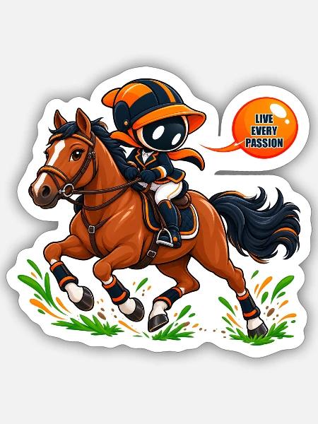 Reitmaskottchen – Equestrian Passion - Sticker Größe S (10 x 10 cm) - Mattweiß