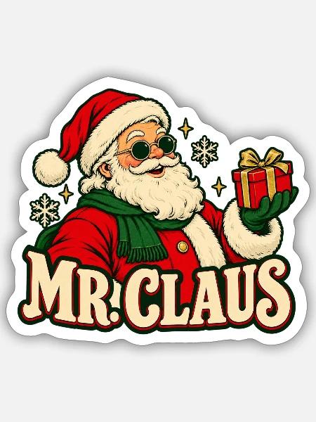 Mr Claus Geschenkheld - Sticker Größe S (10 x 10 cm) - Mattweiß