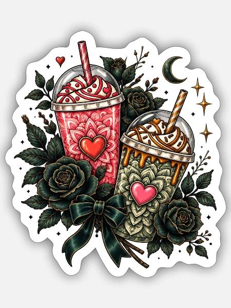 Gothic Milkshake – Dark Aesthetic - Sticker Größe S (10 x 10 cm) - Mattweiß