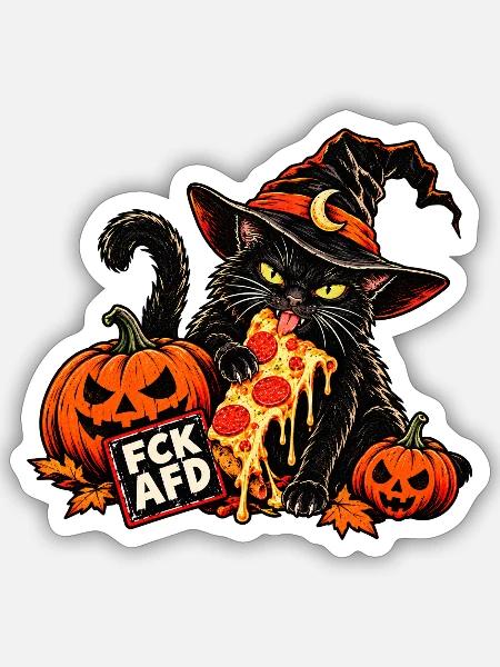 Happy Helloween Katze - Sticker Größe S (10 x 10 cm) - Mattweiß
