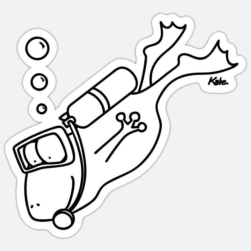 diving frog Sticker size S (10 x 10 cm)