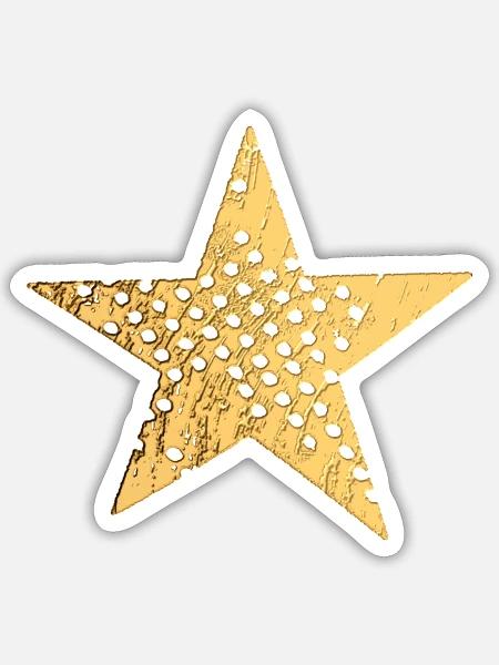 Stern mit Löcher (gold) - Sticker Größe S (10 x 10 cm) - Mattweiß
