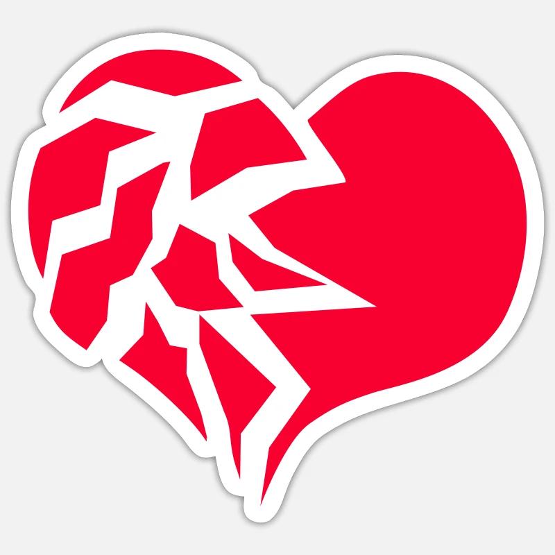 Broken Heart - Sticker taille S (10 x 10 cm) - blanc mat