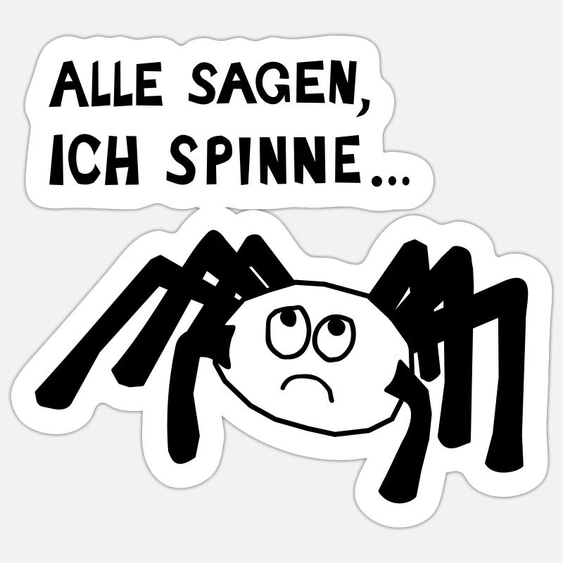 Spinne mit Sozialphobie Traurige Spinne Wolli - Sticker Größe S (10 x 10 cm) - Mattweiß