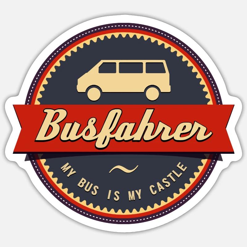 Busfahrer Retro - Sticker Größe S (10 x 10 cm) - Mattweiß
