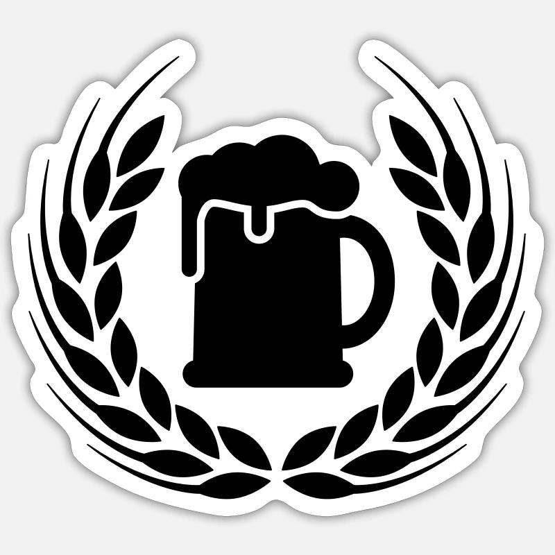 Beer wheat wreath - Sticker size S (10 x 10 cm) - white matte